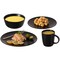 Quickway Imports 16 PC Dinnerware Dish Set for 4 Person - Mugs, Salad and Dinner Plates and Bowls Sets, Matte Black QI004501 - alternate 5